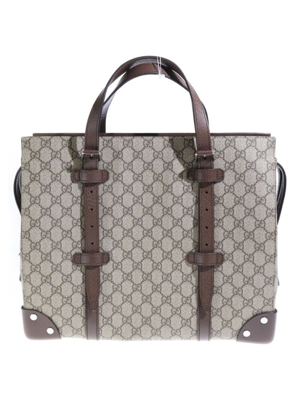 Gucci GG Supreme Tote Brown Beige Leather Silver - Picture 2 of 6
